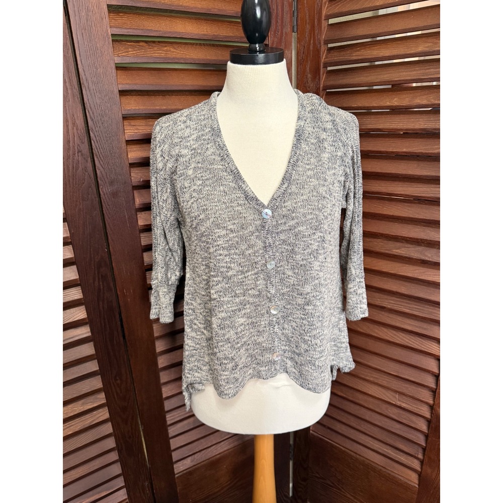 Forever 21 Marled Knit Cardigan V-Neck Button Front Gray Beige Women L